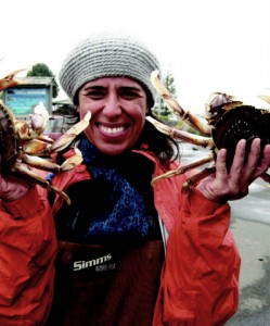 2011-Summer-Oregon-Coast-Travel-lady-holding-two-Dungeness-crabs