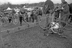 2009-Autumn-Oregon-Bike-Outdoors-Cyclocross-rider-falls-over-barriers