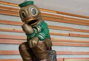 Oregon Duck 'The Thinker' Bronze Sculpture