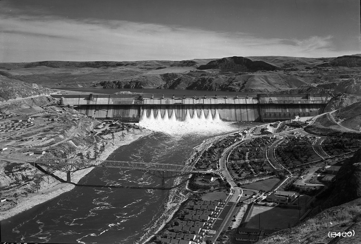 The Grand Coulee Dam at the time Woody Guthrie saw it (photo courtesy of the Bonneville Power Administration)