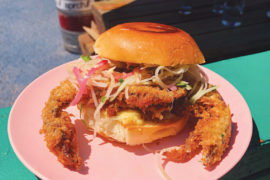Oma’s satisfies, from apple tamarind-glazed pork ribs to lemongrass slushies or a soft shell crab sando (pictured above).