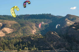 Kiteboarders harness the wind of the Columbia River Gorge, where wing foiling is helping beginners.