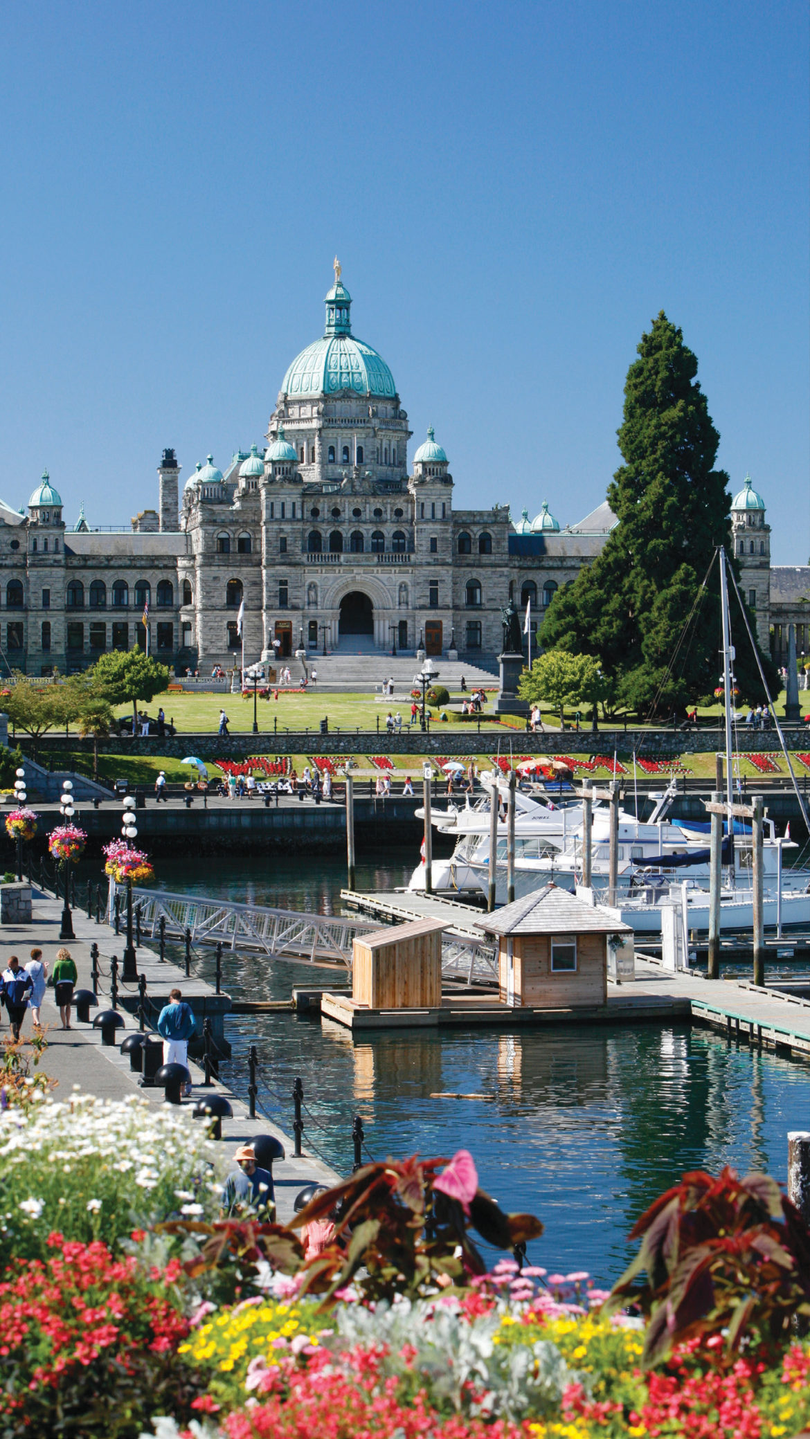 Free tours are offered daily at the Parliament Buildings overlooking Victoria, BC’s Inner Harbour.