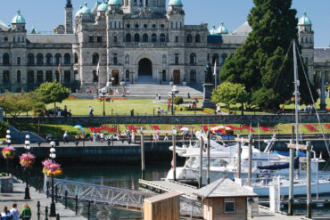 Free tours are offered daily at the Parliament Buildings overlooking Victoria, BC’s Inner Harbour.