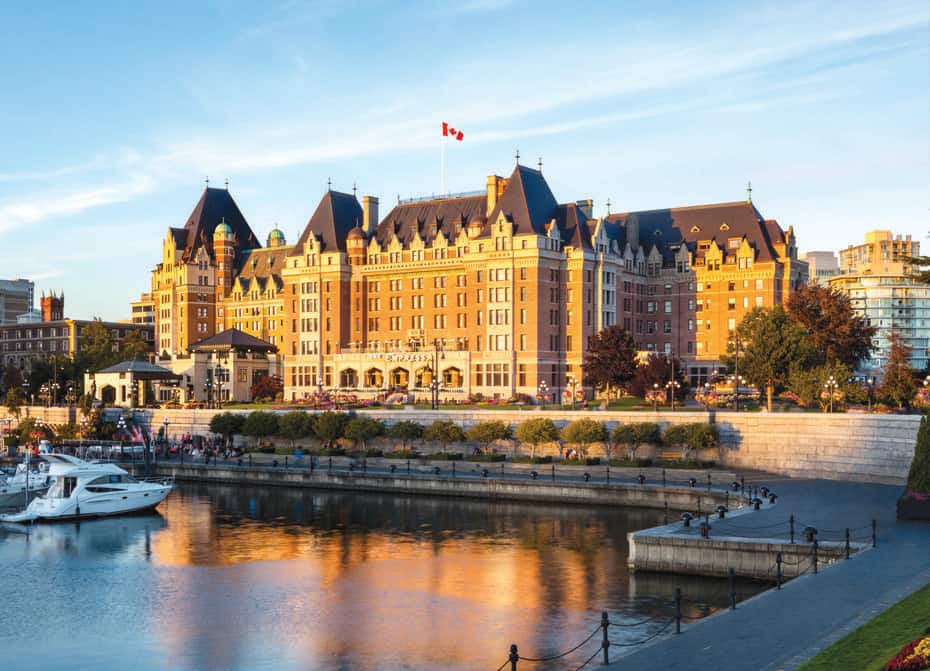 The Fairmont Empress, built in 1908 by the Canadian Pacific Railway, offers luxury stays in historic surroundings.