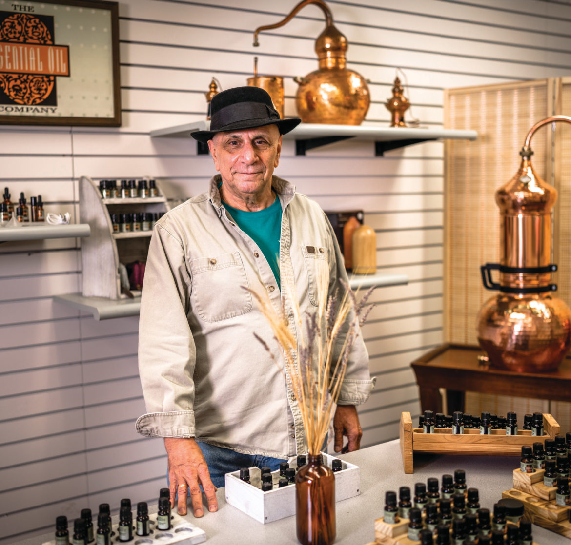 Founder Robert Seidel at The Essential Oil Company in Portland.