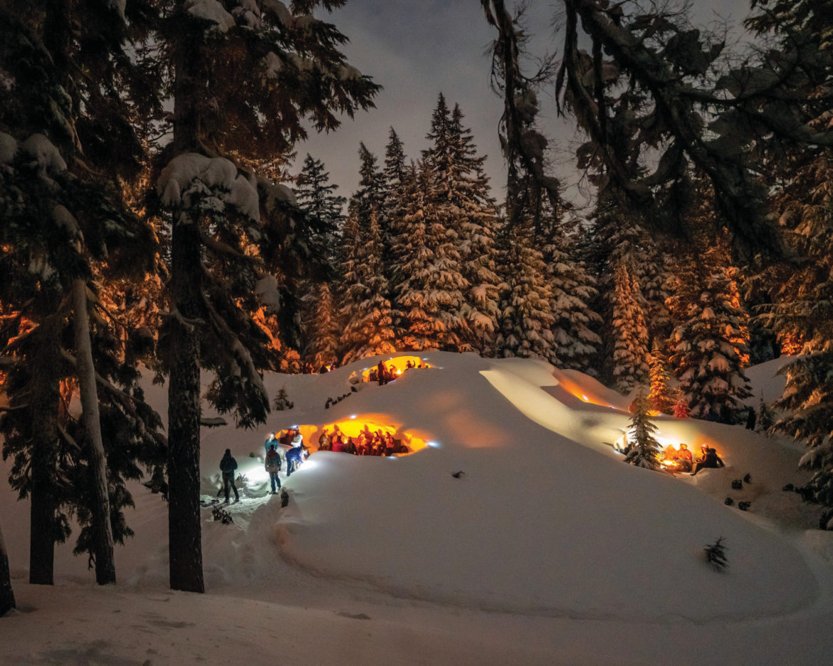 Wanderlust Tours leads snowshoe trips by the light of the sun, stars, moon or bonfire.