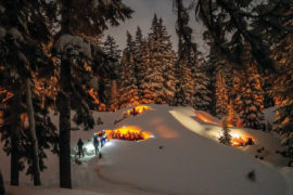 Wanderlust Tours leads snowshoe trips by the light of the sun, stars, moon or bonfire.