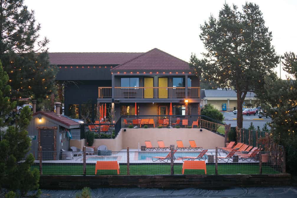 Get the vintage camp vibe at Bend’s Campfire Hotel, with its 900-square-foot, warm-for-winter pool, saltwater hot tub and bar with local craft beer, wine, spirits and snacks.