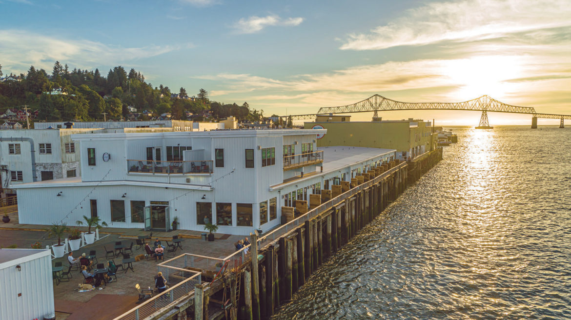 Bowline Hotel sits on a peer over the mighty Columbia River.