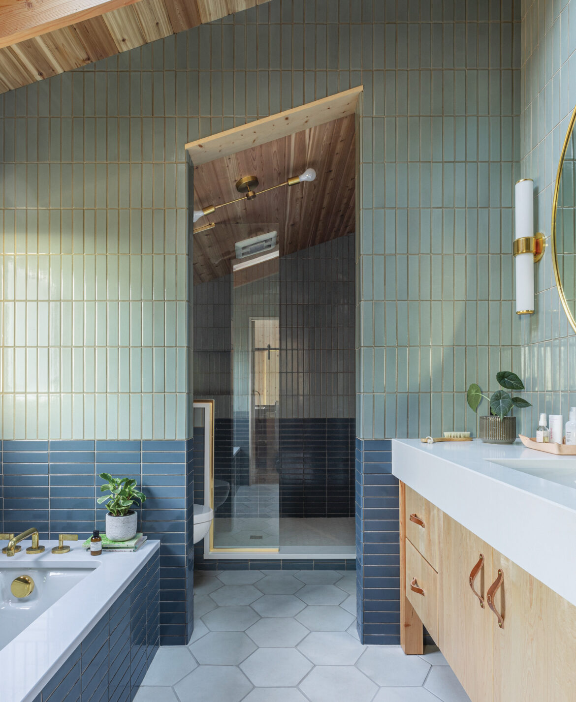 Designer Max Humphrey pulled ocean and sage colors from Manzanita and found the tile to make it work.