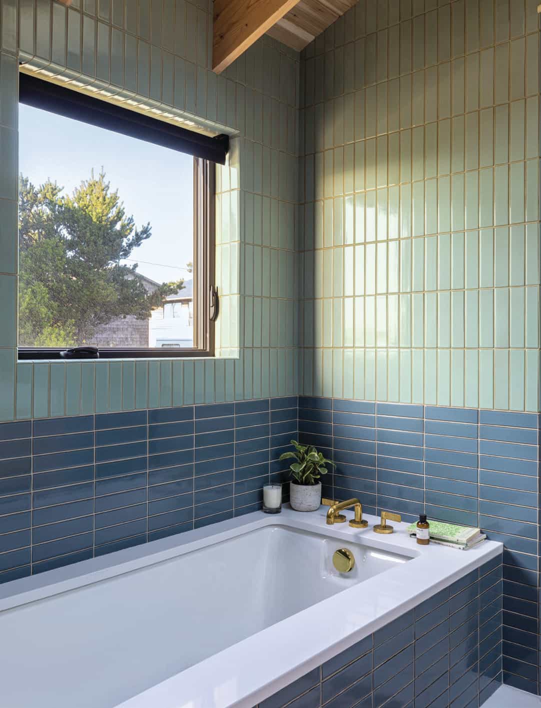Humphrey has fun with light, and tile color and size.