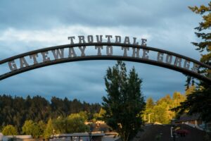 Welcome sign for Troutdale