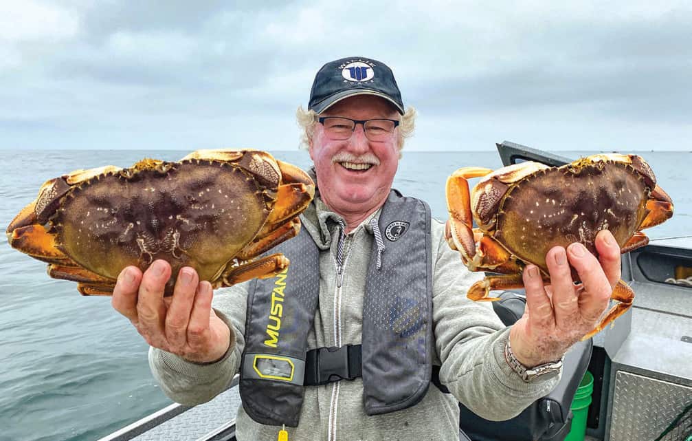 Recreational crabber Dave Schaerer poses with his bounty.