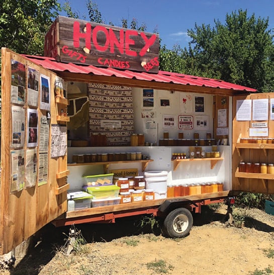 The handmade honey stand in Kimberly.