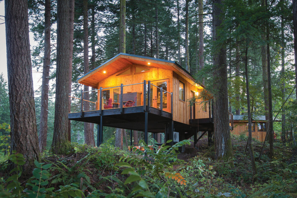 A treehouse guest suite at Skamania Lodge in Stevenson, Washington.