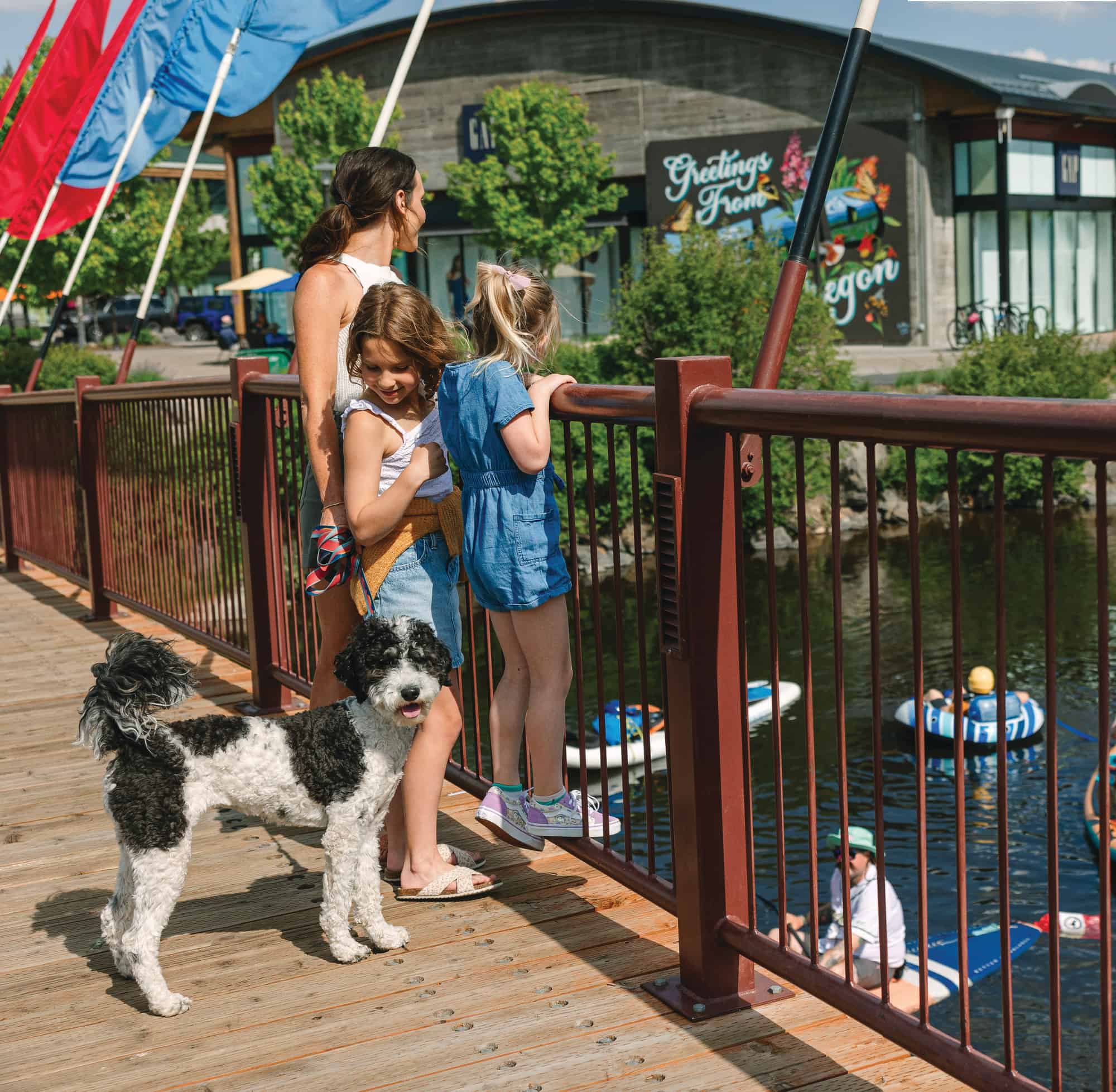 A 3-mile hike along the Deschutes River in Bend is a great one for people and pooches, or take a stroll through the Old Mill District.