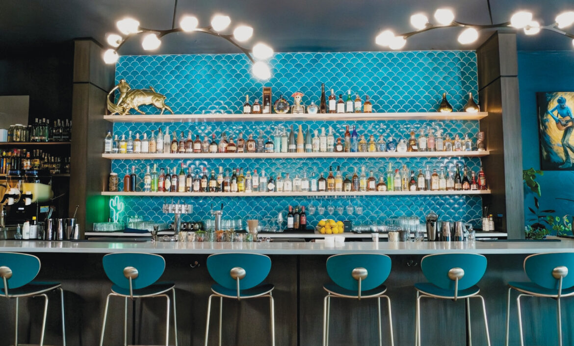 Come for the cerulean blue at the new Bar Rio.