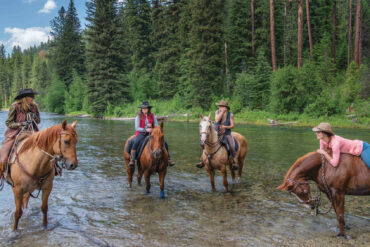 The remote Minam River Lodge is accessible only on foot, on horseback or by small chartered airplane.