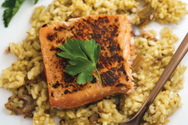 King salmon on a raft of risotto is as refreshing as a spring river rapid.