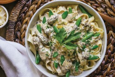 Morel cream sauce over pasta is down to earth and otherworldly.